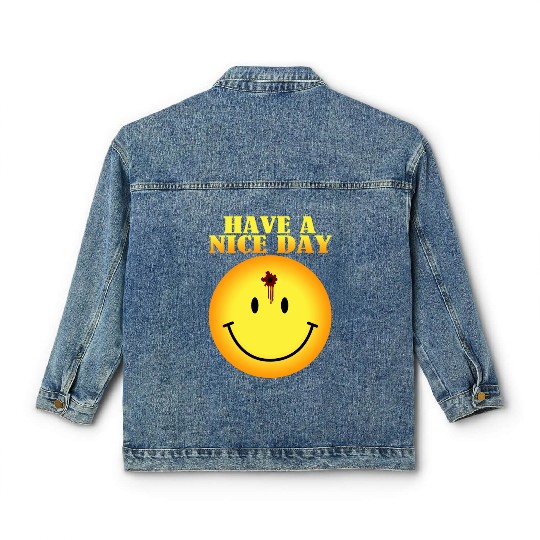smiley face bullet hole Classic Women's Denim Jackets