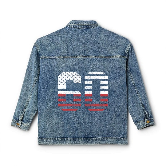Retro USA Number 60 College Baseball Jersey Classic Women's Denim Jackets