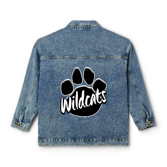 Wildcats Paw Print Mascot School Pride Classic Women's Denim Jackets