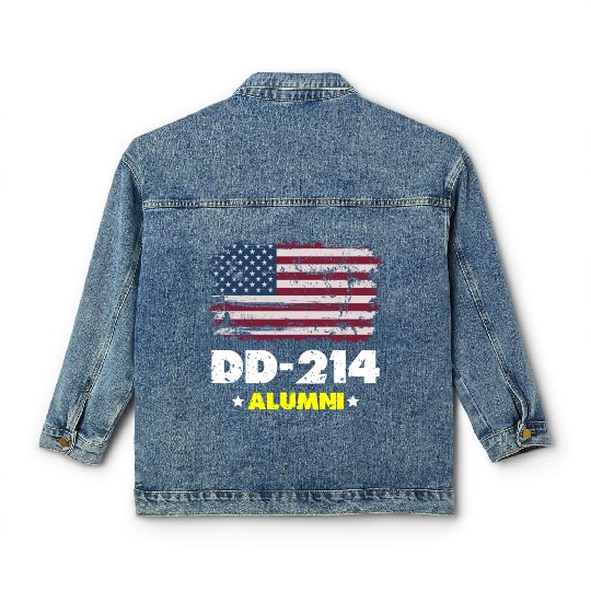 DD-214 Us Armed Forces Alumni American Flag Classic Women's Denim Jackets
