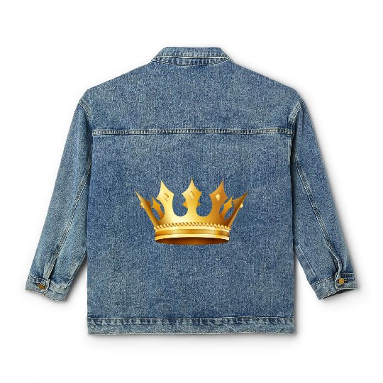 King prince monarch VIP golden crown gold image Classic Women's Denim Jackets
