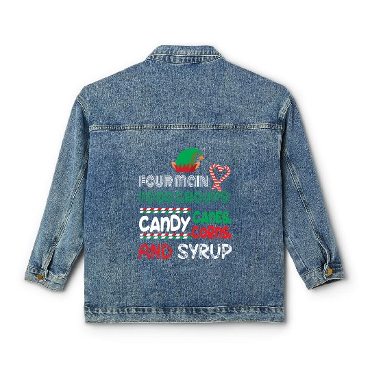 four main food groups candy candy funny elf saying Classic Women's Denim Jackets