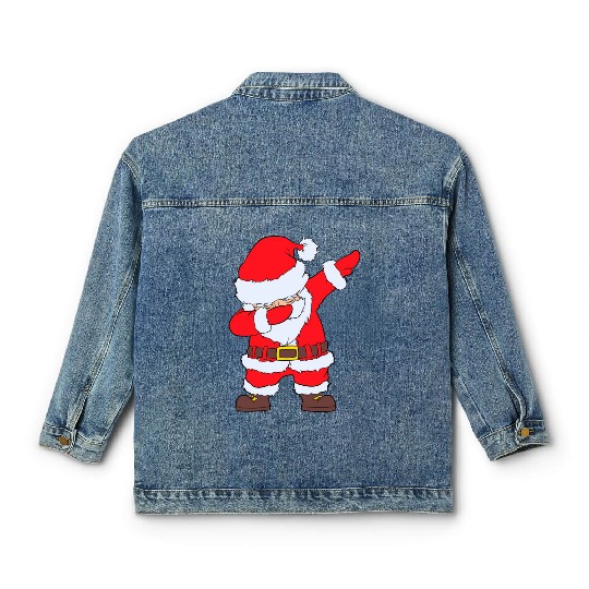 Dabbing Santa Classic Women's Denim Jackets Santa Claus Christmas Dab