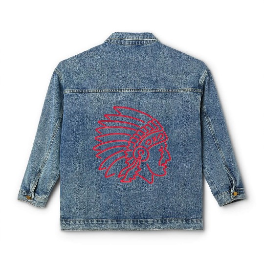 Native American Indian Chief Neon Sign Classic Women's Denim Jackets