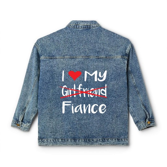 I Heart My Fiance funny lover Valentine's Day Gift Classic Women's Denim Jackets