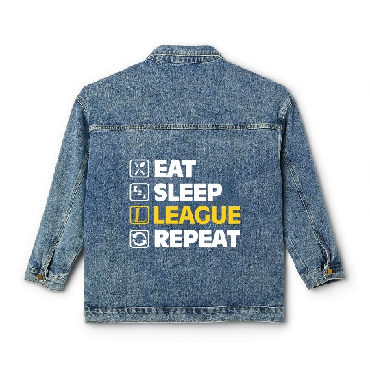 Eat Sleep League Repeat Bronze Master Legend LoL Classic Women's Denim Jackets
