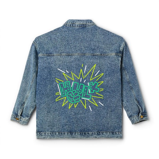 Neon Hulk Classic Women's Denim Jackets By Marvel Design By Humans----PD