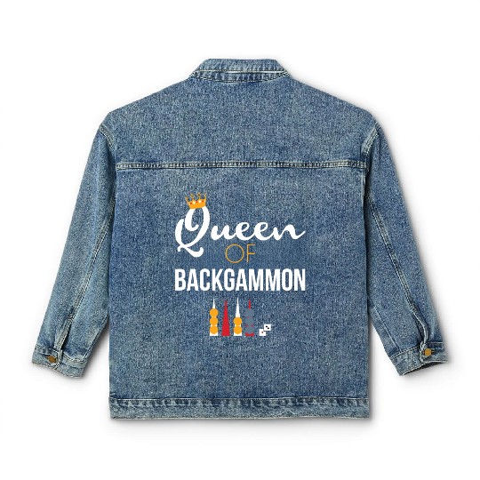 Queen of Backgammon Classic Women's Denim Jackets Board Game Backgammon