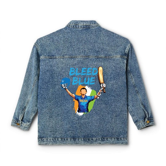 Indian Cricket Team Supporters Bleed in Blue Classic Women's Denim Jackets