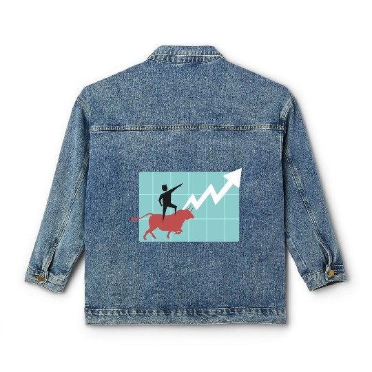 Bull market bear market trading stock gift money Classic Women's Denim Jackets