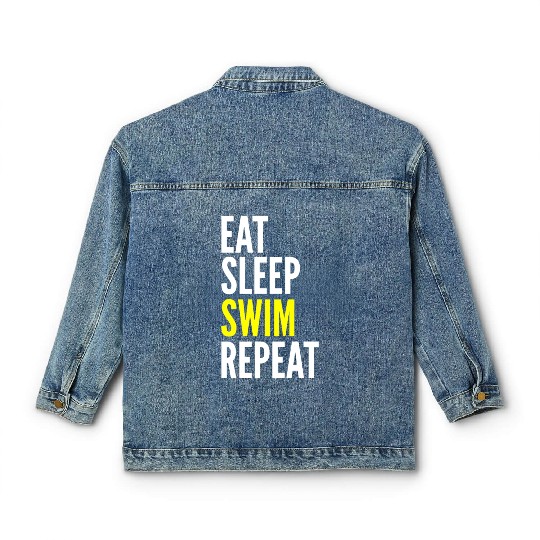 Swimmer Funny Gift - Eat Sleep Swim Repeat Classic Women's Denim Jackets