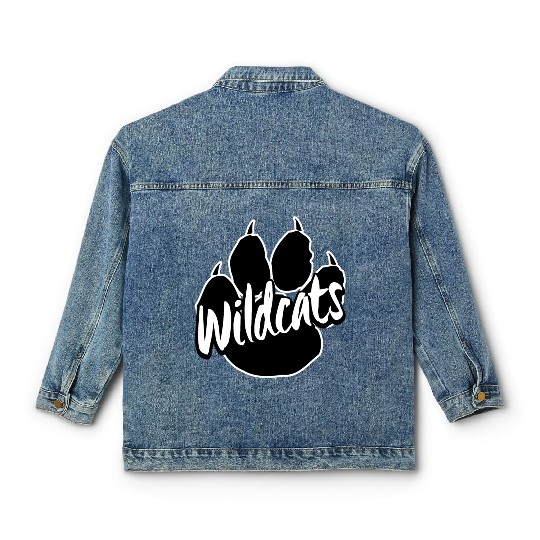 Wildcats Paw Print Back To School Spirit Mascot Classic Women's Denim Jackets