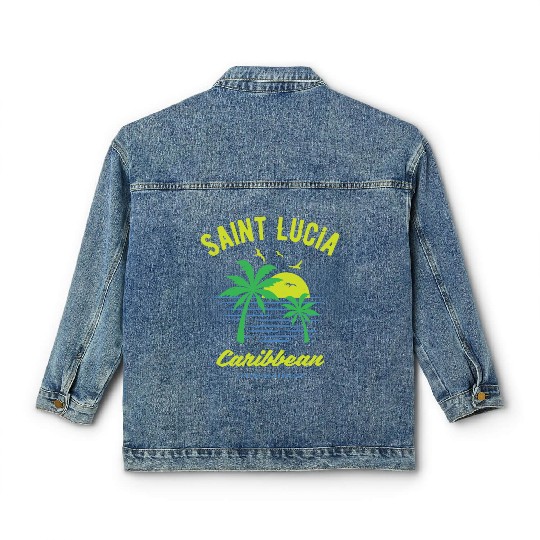Saint Lucia Caribbean Paradise Gift and Souvenir Classic Women's Denim Jackets