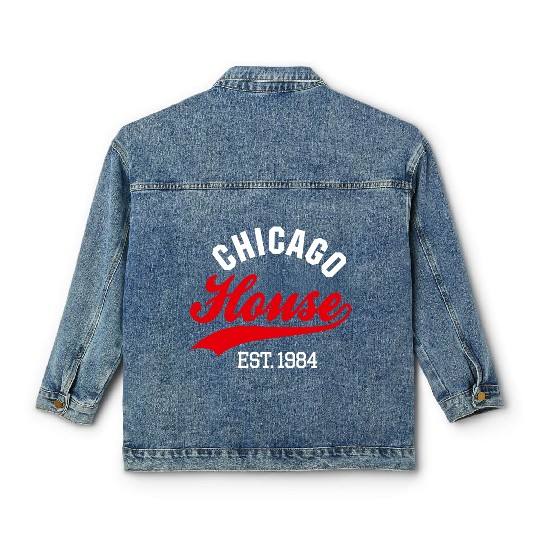 Vintage Chicago house est. 1984 house music party Classic Women's Denim Jackets