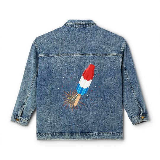 Fireworks Popsicle American Flag 4th of July Classic Women's Denim Jackets