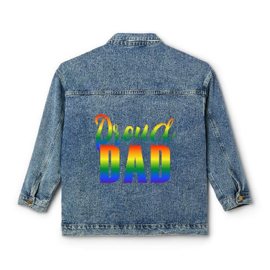 Proud Dad LGBT Gay Pride Classic Women's Denim Jackets