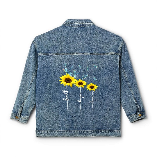Faith hope love sunflower Classic Women's Denim Jackets