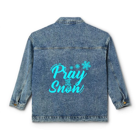 Pray for Snow Snow White Christmas Praying Classic Women's Denim Jackets