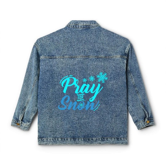 Pray for Snow Snow White Christmas Praying Classic Women's Denim Jackets