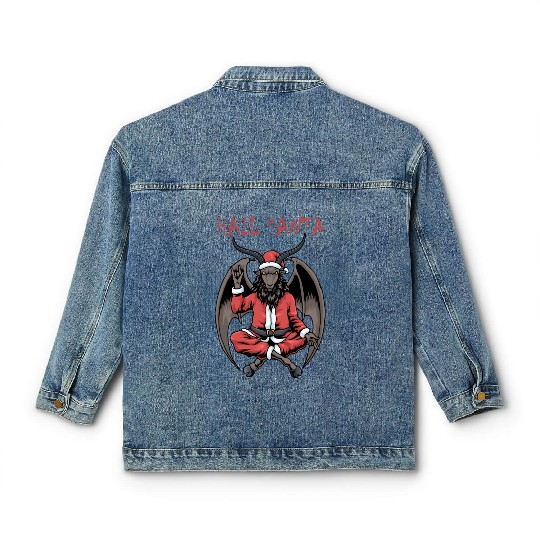 Christmas Hail Santa Satanism Goat Baphomet Satan Classic Women's Denim Jackets