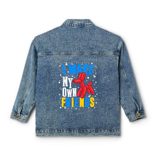Balloon Animal Make Own Friends Twisting Dog Classic Women's Denim Jackets