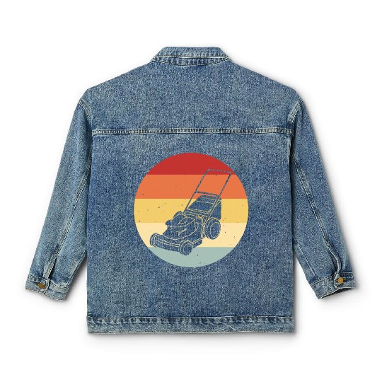 Lawn Mowing Lawn Mower Vintage Retro Classic Women's Denim Jackets