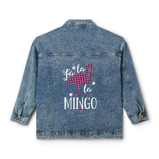 Fa La La Mingo Flamingo Christmas Classic Women's Denim Jackets Pink
