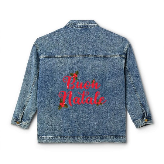 Buon Natale Italian Merry Christmas Holiday Classic Women's Denim Jackets