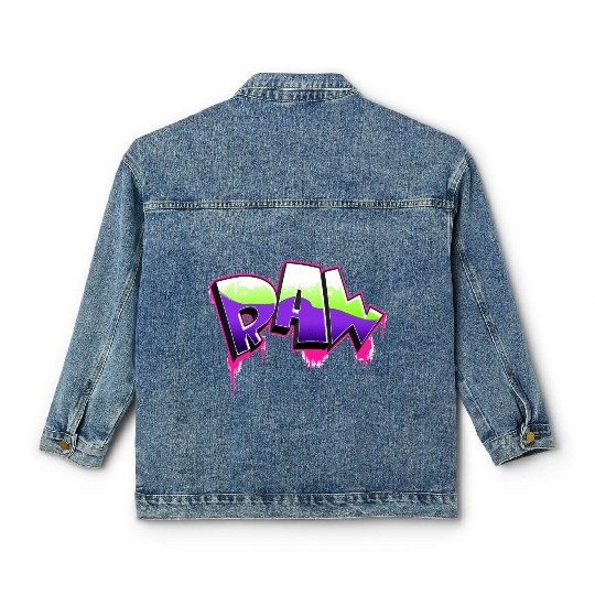 Raw Graffiti Art UFO Green, Plastic Pink, Proton Classic Women's Denim Jackets