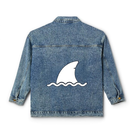 Shark shark fin water sea animal swim present Classic Women's Denim Jackets