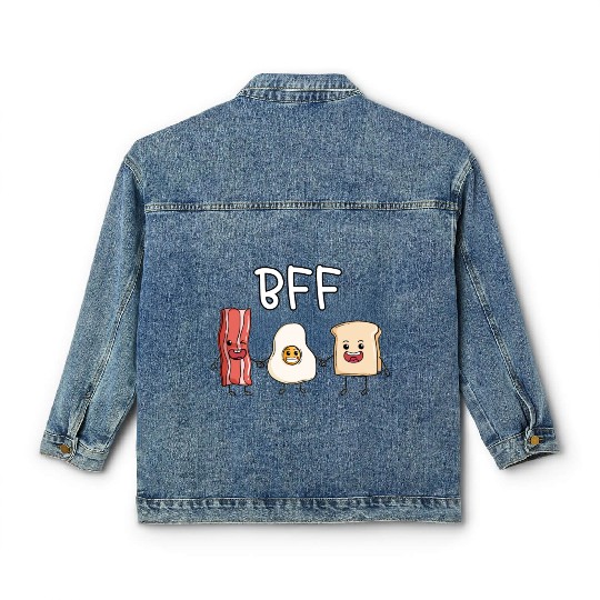 Fried egg bacon and toast best friends forever Classic Women's Denim Jackets
