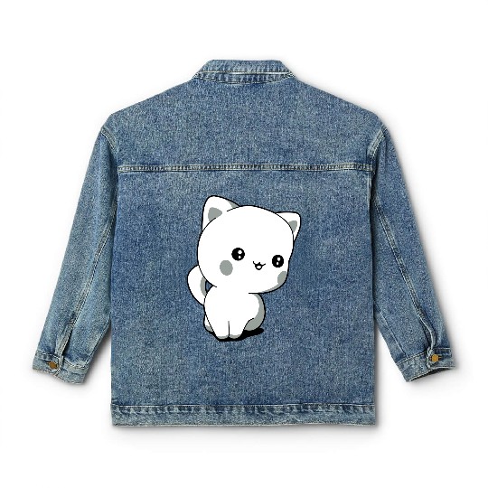 kitten chibi kawaii Classic Women's Denim Jackets