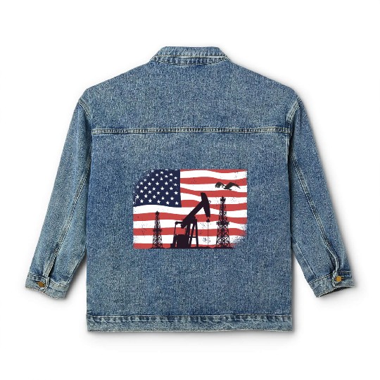 Oil Rig Worker Pump USA American Gas Oilfield Classic Women's Denim Jackets