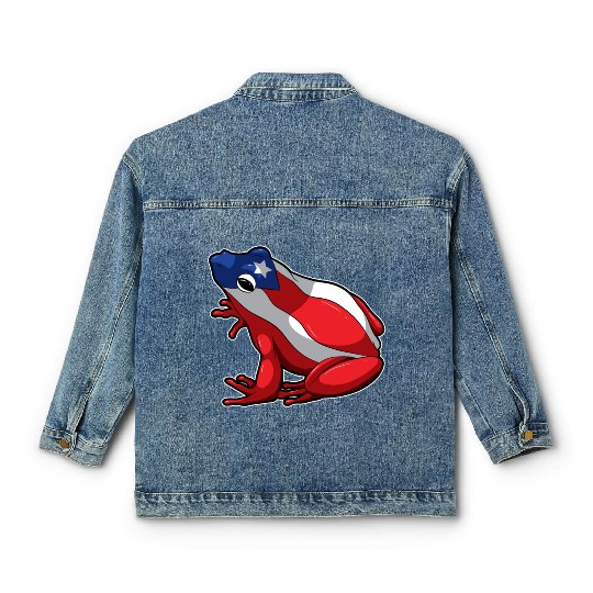 Puerto Rican Coqui Frog - Puerto Rico Classic Women's Denim Jackets