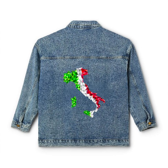 Italy map low poly diamond style Classic Women's Denim Jackets