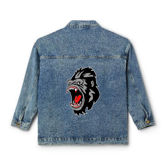 Gorilla Face Angry, Primate, Ape, Monkey Classic Women's Denim Jackets