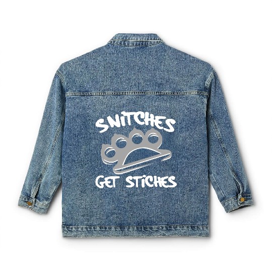 Cool Thug Life Classic Women's Denim Jackets For Gangster "Snitches Get