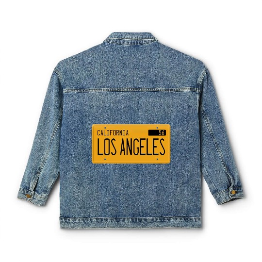 Los Angeles California 1956 yellow license plate Classic Women's Denim Jackets