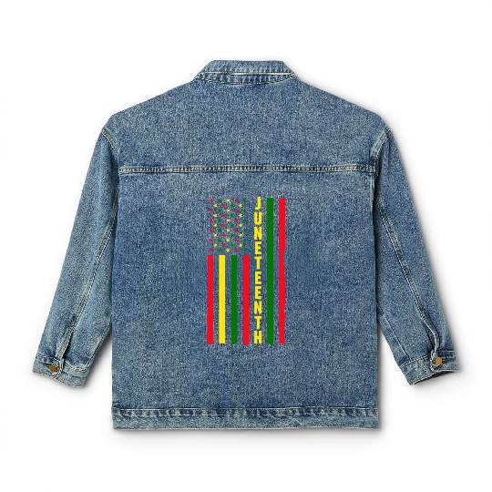 Juneteenth Color Flag Black African American Flag Classic Women's Denim Jackets