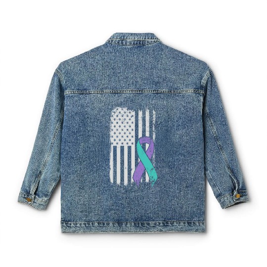 Suicide Prevention Awareness Ribbon - USA American Classic Women's Denim Jackets
