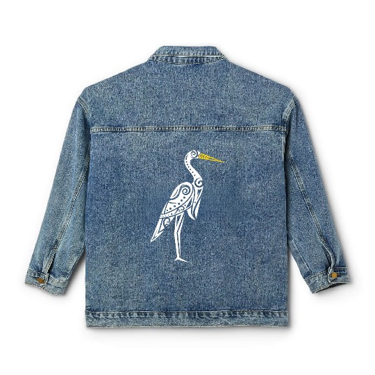 Maori Kotuku White Heron Polynesian T Tattoo Classic Women's Denim Jackets