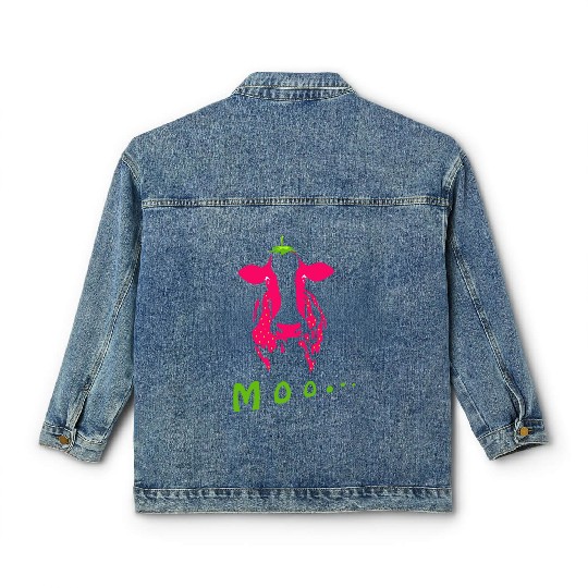 Strawberry cow, Strawberry cow pink, pink cow Classic Women's Denim Jackets
