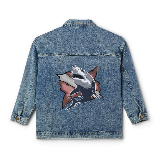 Scuba Diving Shark Gift holiday retro Classic Women's Denim Jackets