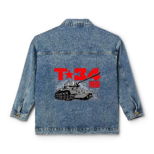 T-34-85 Soviet medium tank Classic Women's Denim Jackets