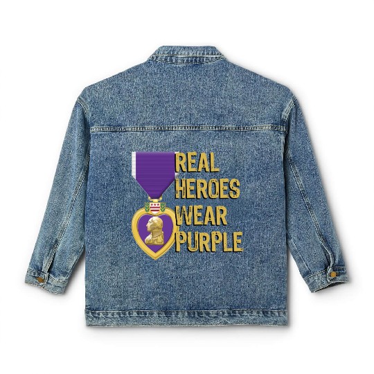 Purple Heart Military Real Heroes Wear Purple Classic Women's Denim Jackets