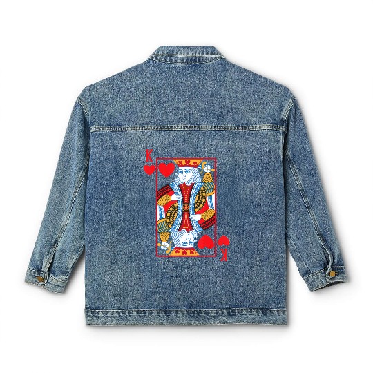 Halloween Playing Card Costume KING OF HEARTS Classic Women's Denim Jackets