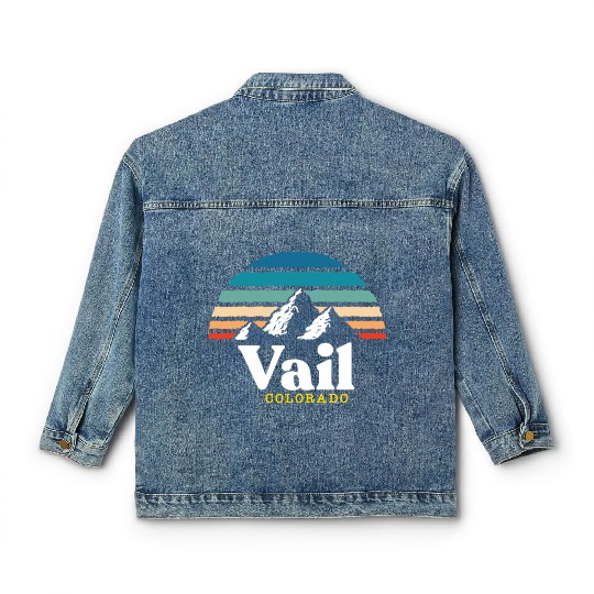Vail Colorado Usa Ski Resort 1980S Retro Gift Classic Women's Denim Jackets