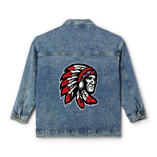 Native American Indian Headdress Classic Women's Denim Jackets