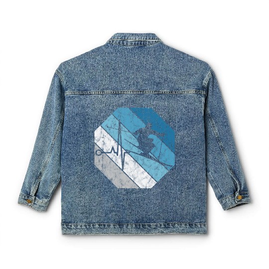 Ski Skiing Skier Mountains Retro Gift Winter Snow Classic Women's Denim Jackets
