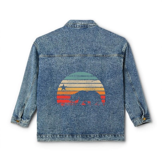 California Bear Retro Vintage Sunset Classic Women's Denim Jackets